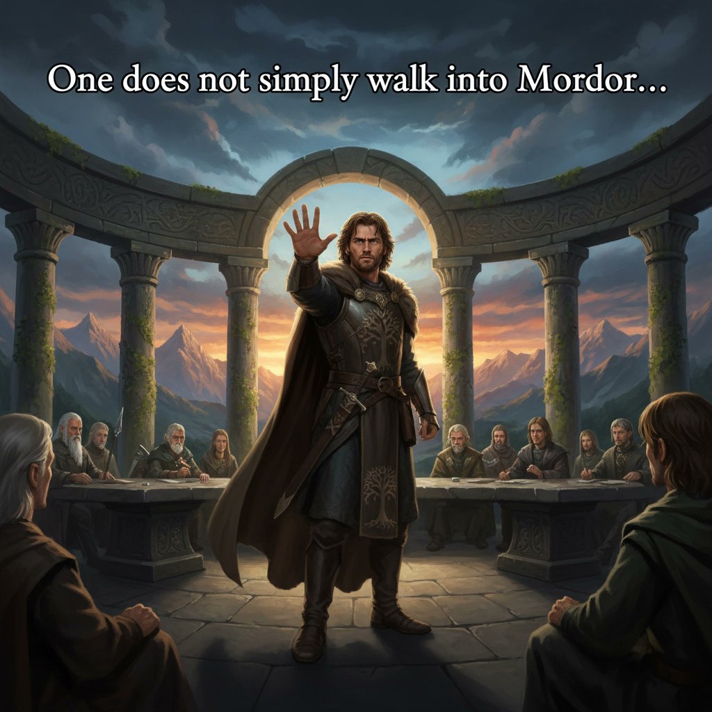 h_merick's tweet image. We all know Boromir warned us about Mordor, but let&apos;s be real: it’s just as epic trying to find matching socks in the morning. One does not simply walk into Mordor... or pair their laundry without a quest. #LOTR #GeekLife #FantasyProblems