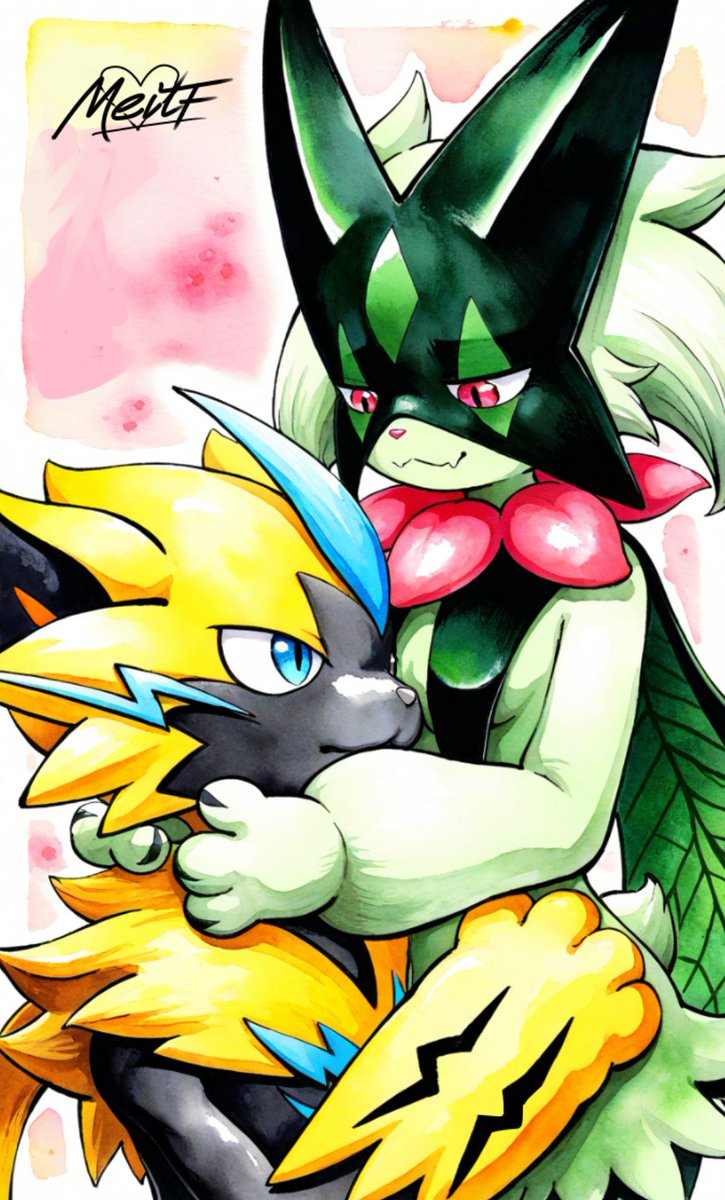 TheforeverAlMaK's tweet photo. Zeraora and meowscarada 💙💚💛

#meitf #pokemon #zeraora #meowscarada #meithunderfluff https://t.co/JpdvStwd8u