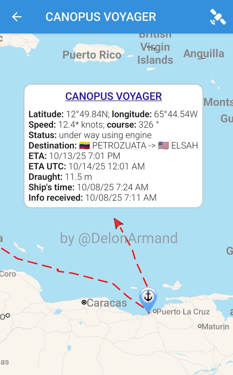 DelonArmand's tweet photo. Venezuela, #tankers
Buques de Chevron que esta semana zarparon cargados de crudo desde Bajo Grande y Jose.
- CANOPUS VOYAGER
- MINERVA ELEFTERIA
- IONIC ANAX
Hay otros 3 tanqueros a la espera (ver TL) ⬇️
#Crudeoil #oil #crude https://t.co/m7LV39CPDa