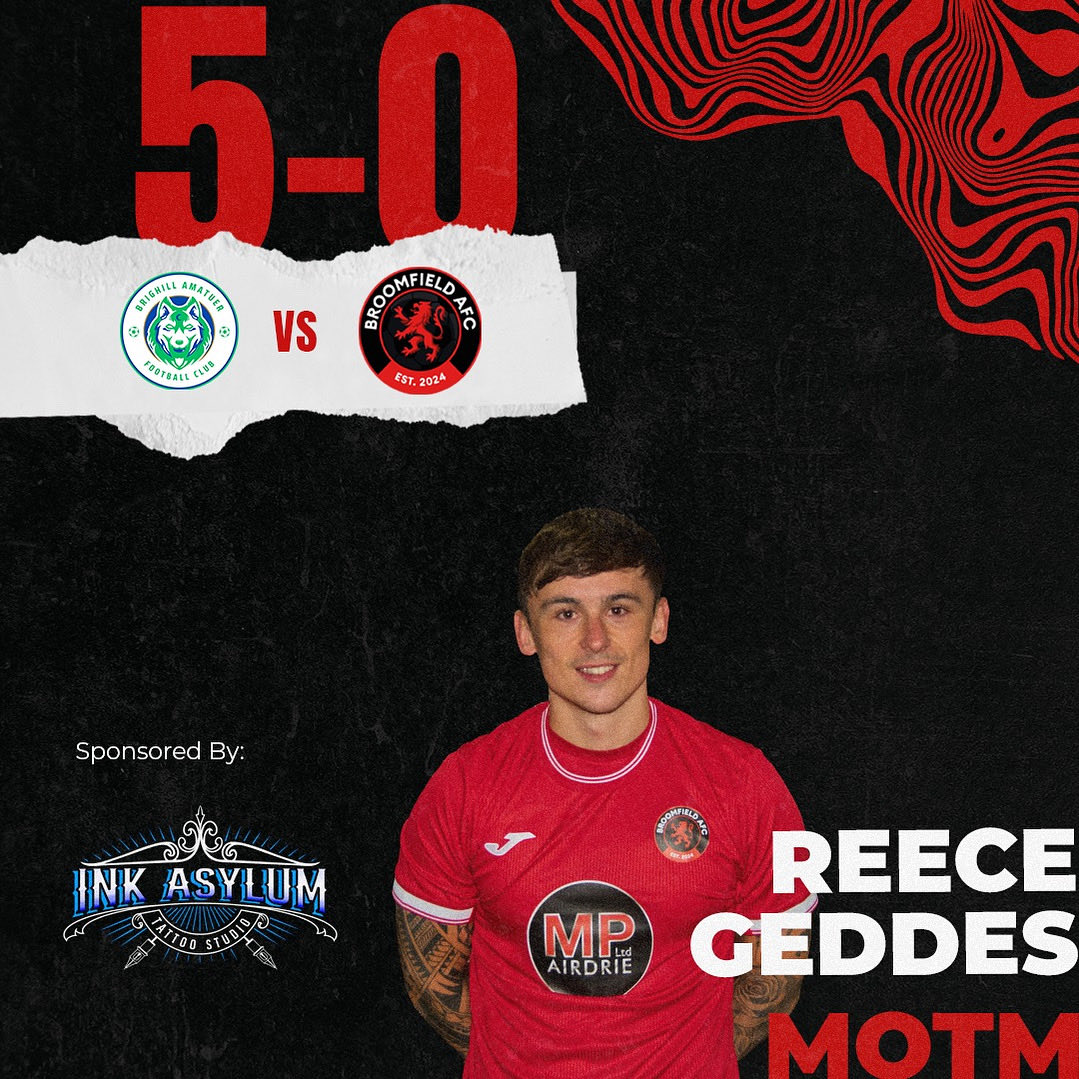 A&amp;C Premiership
Matchday 2

Brighill AFC 5-0 Broomfield AFC

A tough afternoon against a top side, good work rate &amp; application from the boys throughout. 

Motm: Reece Geddes

MonTheBroomy⚫️🔴

<a href="/scottish_aff/">AmateurFixturesResultsSCO</a>