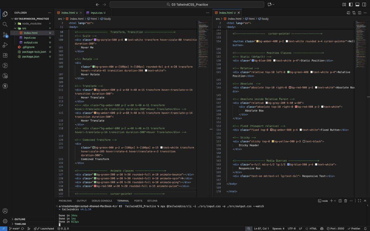 ArashadAhamad10's tweet image. Day 147 of #200DaysOfCode
Learning #TailwindCSS
✅ Hover Effects, Text Align, Display, Font-family, Units
✅ Pseudo Classes, Transform, Transition, Animation
✅ Shortcuts, Position Classes
✅ Media Queries &amp;amp; Responsive Design
#TailwindCSS #FrontEnd #CSS #WebDev #WebDevelopment