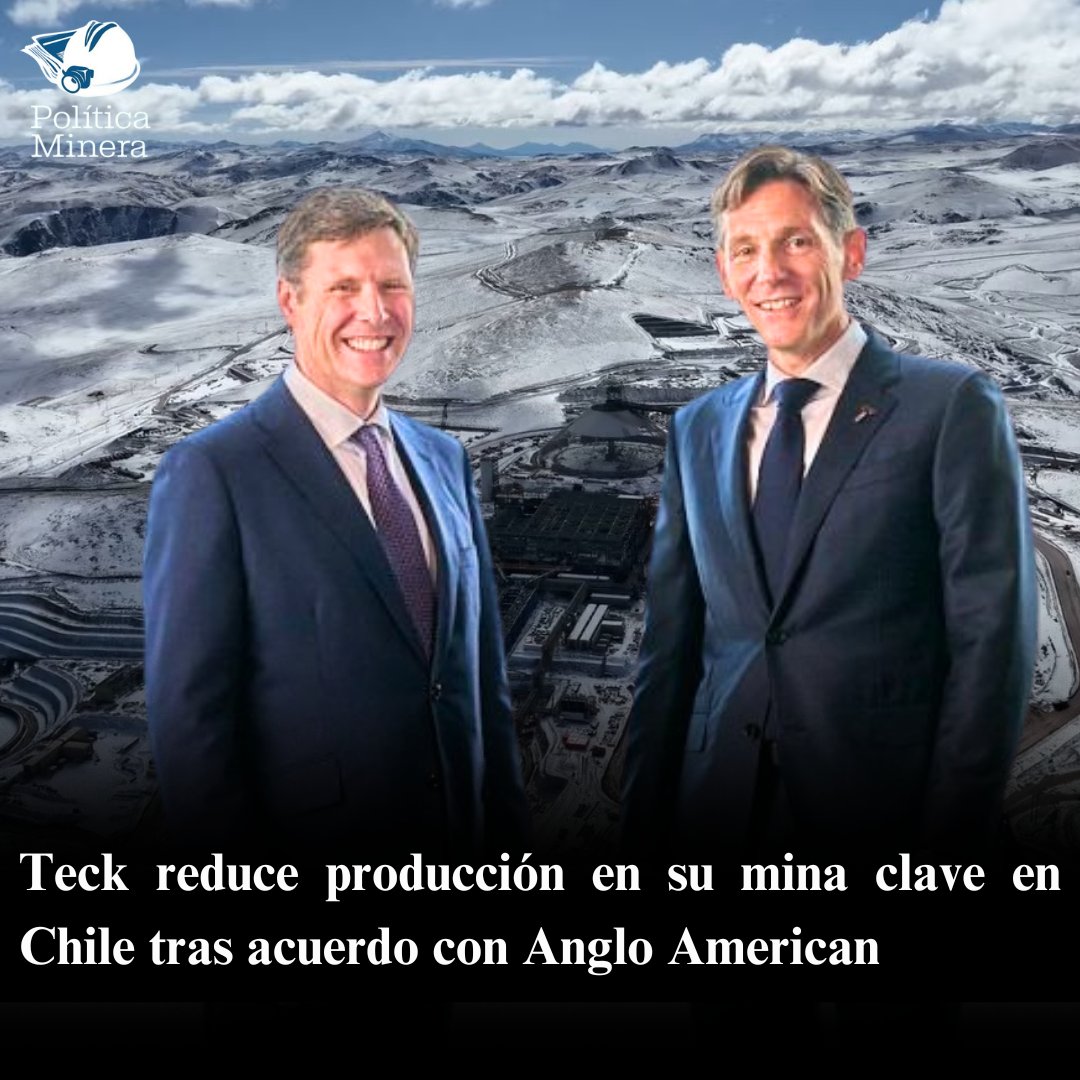 Teck reduce producción en su mina clave en Chile tras acuerdo con Anglo American ⛏️🚨🇨🇱

#minería #chile #teck #angloamerican 

Más información en:
politicaminera.com/post/teck-redu…