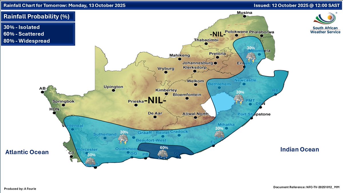 SnowReportSA's tweet image. ⛈️🌧️☀️️🌤 From Monday thunderstorms or rain possible in the south and east of the country, and morning fog. See snowreport.co.za for the full forecast #saws #saweather #forecast #weatherwarnings