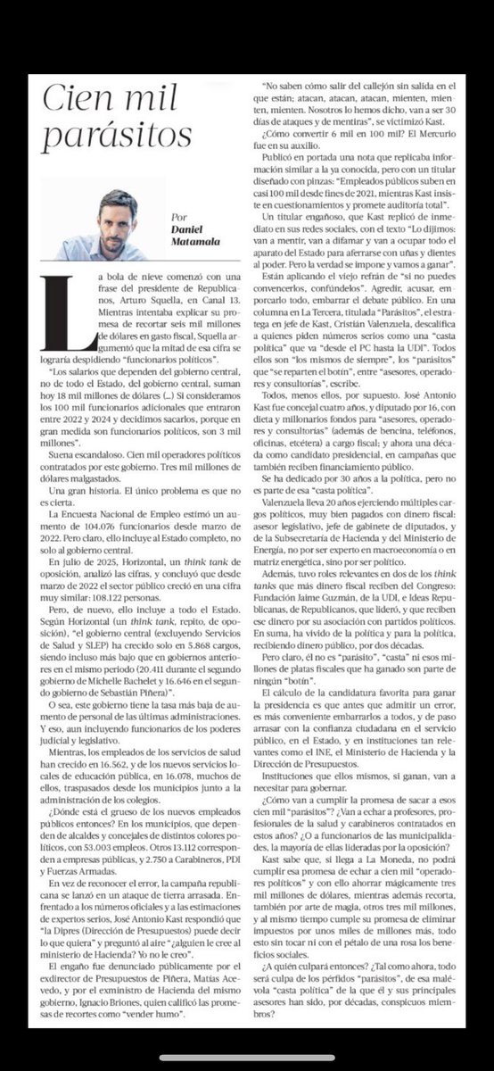 BotCheckerCL's tweet photo. Obviamente no podemos esperar que un medio tan callampero como @latercera haga un chequeo o una reserva de responsabilidad ante tanta mentira, por suerte, @DMatamala hoy destruyó la mentira de turno de @joseantoniokast.
"Los 100.000 funcionarios de Boric". https://t.co/EwF5Lchb7G