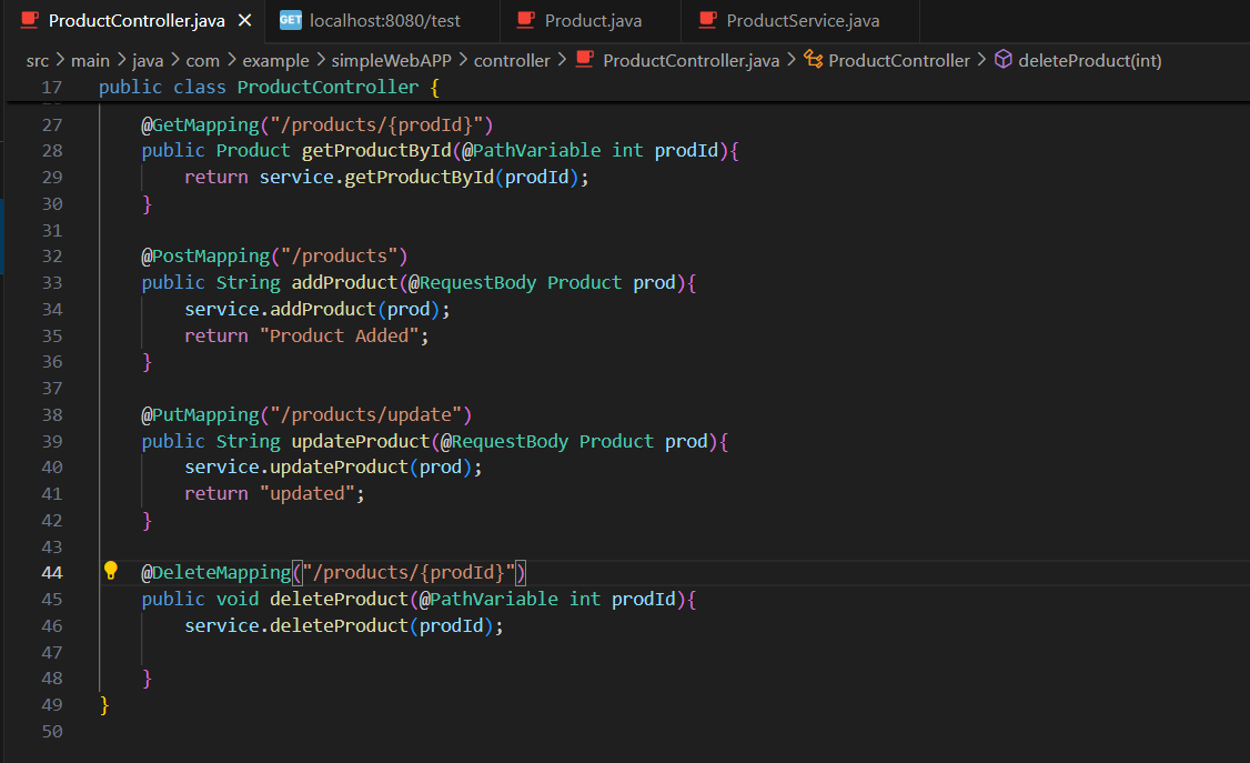 vkdev456's tweet image. PUT &amp;amp; DELETE requests in Spring Boot! 

Routes:

 PUT → /products/update - updates an existing product  @PutMapping
 DELETE → /products/{id} - deletes a product by ID @DeleteMapping 

Completes the full CRUD flow ✨
#BackendDevelopment #Backend #SpringBoot #LearnInPublic