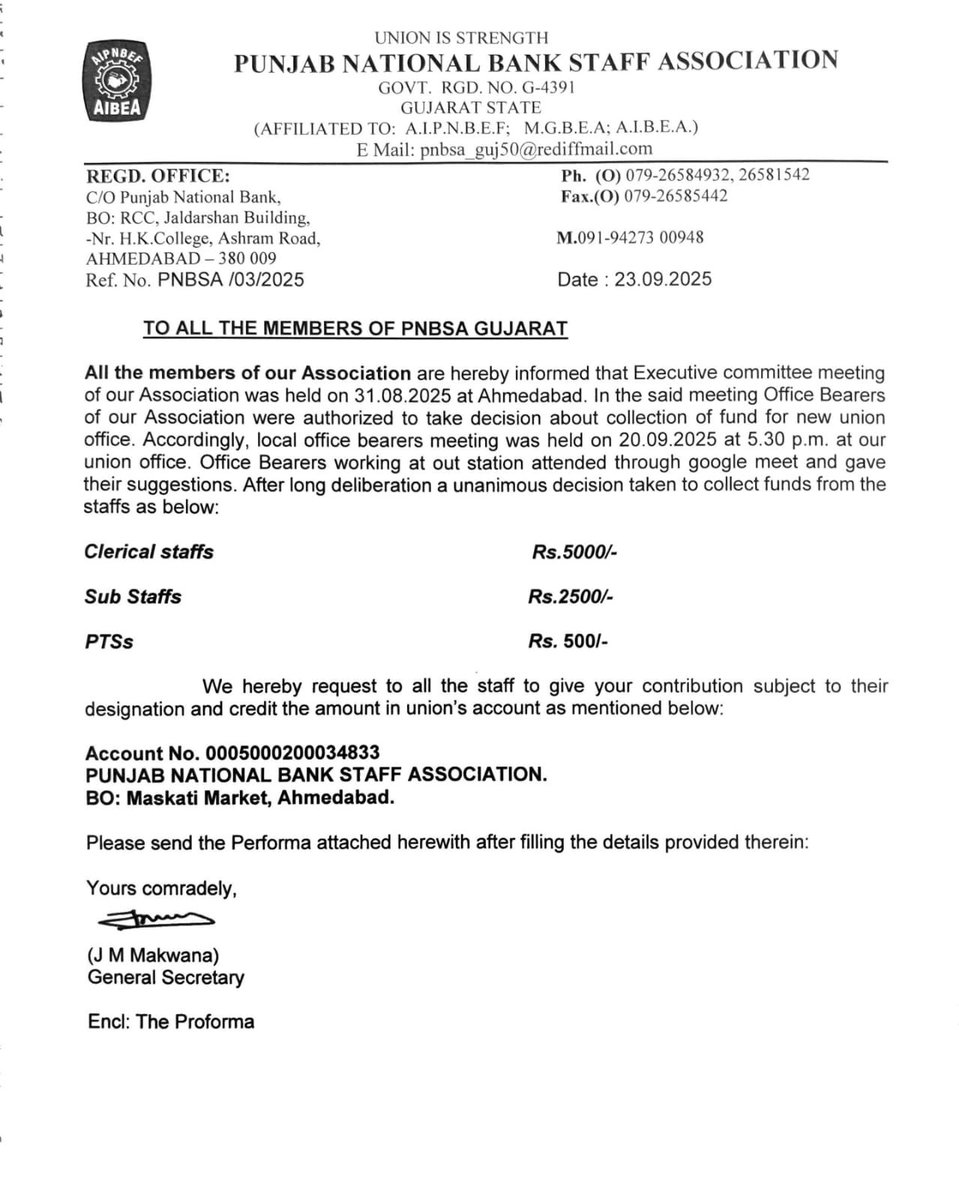 #AIBEA = All India Bank Extortion Association!

At first glance, I thought the union was giving something
₹5000 to clerical staff, ₹2500 to sub-staff, ₹500 to PTS as a Diwali gesture.

But the truth?
They aren’t giving, they’re collecting!

This is what AIBEA under
