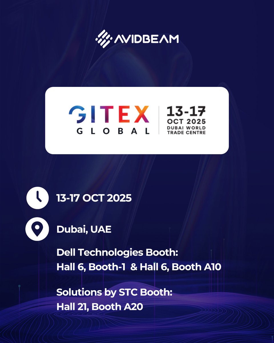 AvidBeam's tweet image. 📣 AvidBeam is joining @GITEX_GLOBAL Largest Tech &amp;amp; Startup Show in the World 2025 tomorrow!

Let’s connect in Dubai and explore the future of intelligent technology together!

#AvidBeam #GITEX #GITEXGLOBAL #AI #VideoAnalytics #SmartSecurity #Innovation #DubaiTech