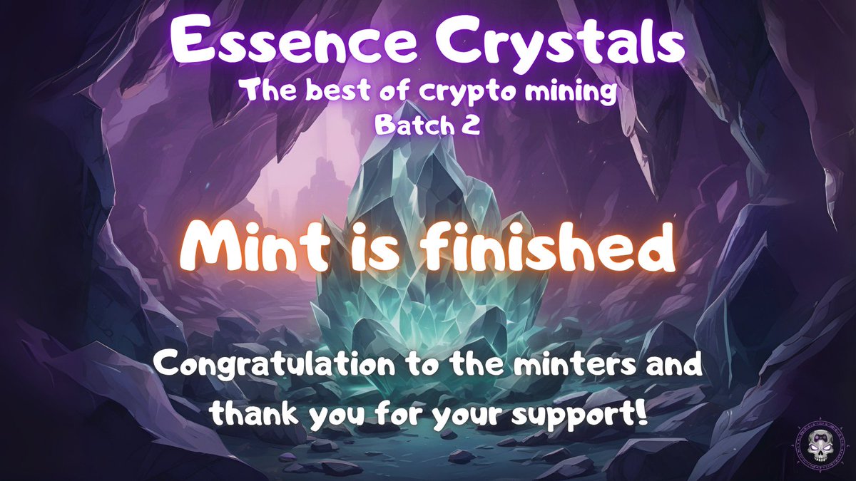 🛑The Essence Crystals mint is concluded.  

🥳Congratulations to all the holders for their high-yielding assets  

🎁Giveaway winners will be raffled and announced on Discord soon

🔥Now it is time to build our mobile games!