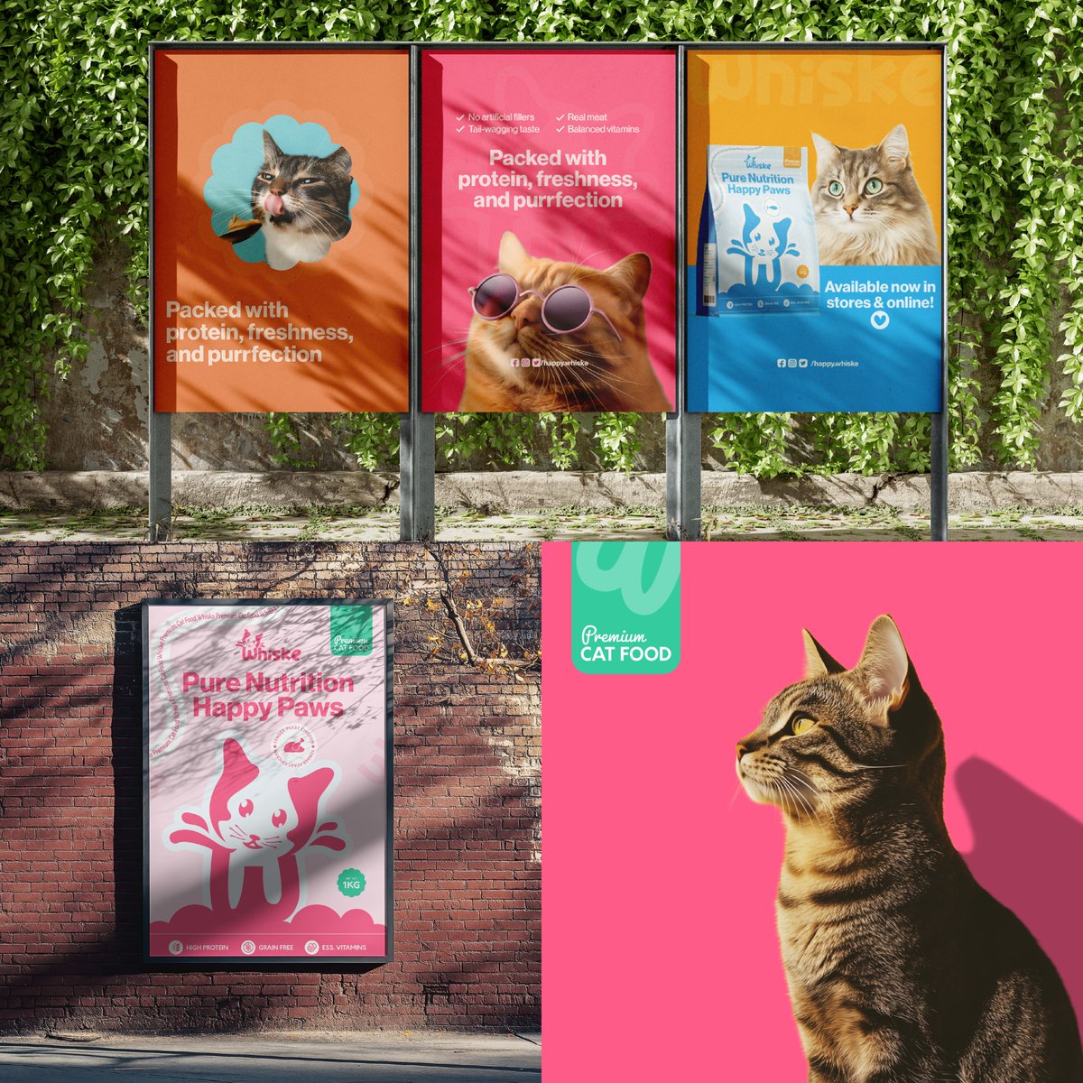 boldexcreative's tweet photo. We had a blast crafting Whiske, a premium cat food brand for pure nutrition and happy paws. 🐾 

Clean design, soft colors, and a playful cat mascot bring the brand to life. 

Simple, minimal, and full of character, just how we love to design. 

 #Branding #PackagingDesign https://t.co/wyrsHC871g