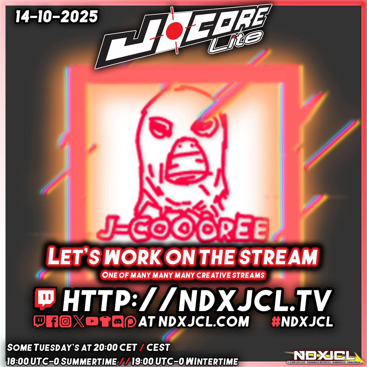 NeodashZerox's tweet image. This week at NDXJCL: 

Monday at J-Core Life we will be listening to &quot;超!!爆笑ハードコア&quot; by Notebook &quot;Delight&quot; Records.

And then Tuesday we will do J-Core Lite, where we are going to pick up projects that has been left behind.

Hope to see you there at ndxjcl.tv !