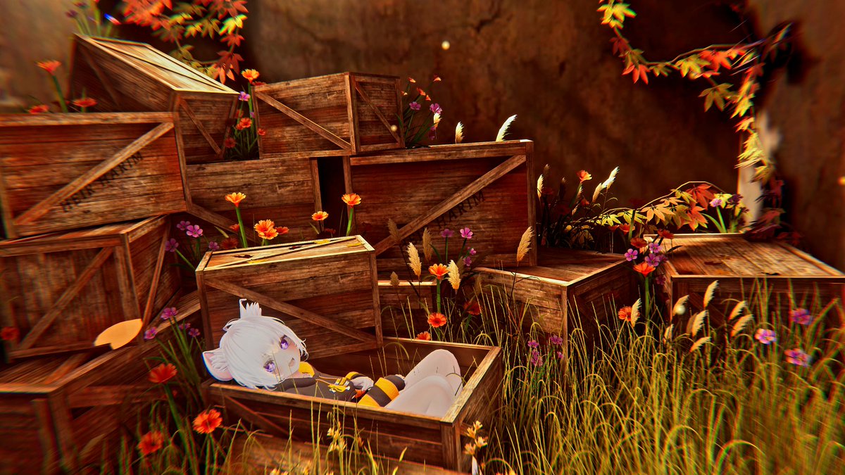 DistortedAkino's tweet image. Nyaaa comfy box! 
#VRChat #VRChatPhotos