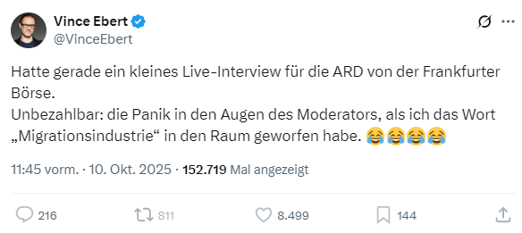 KonProg's tweet photo. Die Freude des Extremisten, wenn er im ÖRR an unerwarteter Stelle unsachliche, verhetzende Begrifflichkeiten absondern konnte:

#VinceEbert #R21 https://t.co/PwXrldsleC