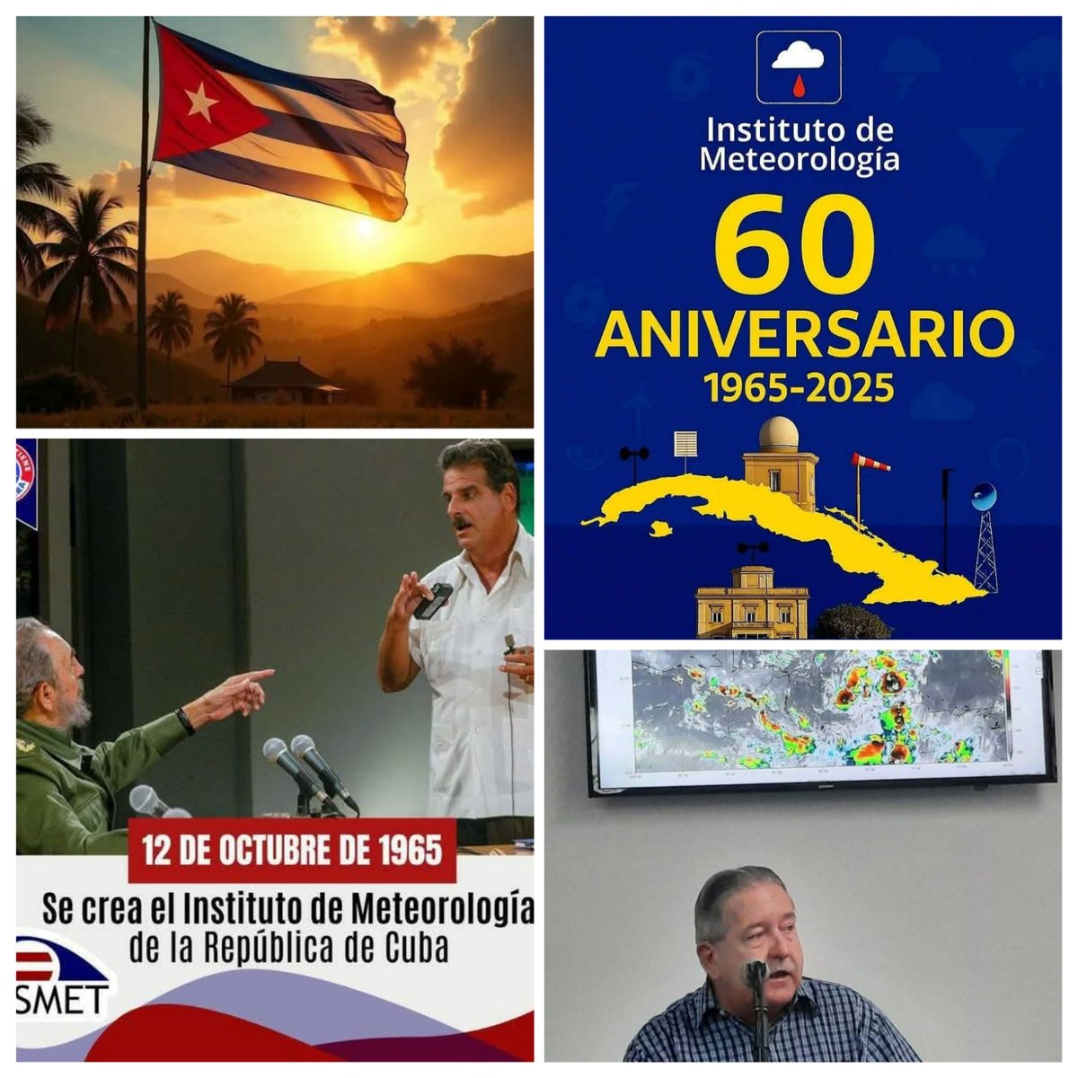 El Instituto de Metereología está de aniversario, 60 décadas en entrega, compromiso con la patria, la Revolución y el pueblo cubano. Gracias compatriotas. Felicidades. #UnidosXCuba