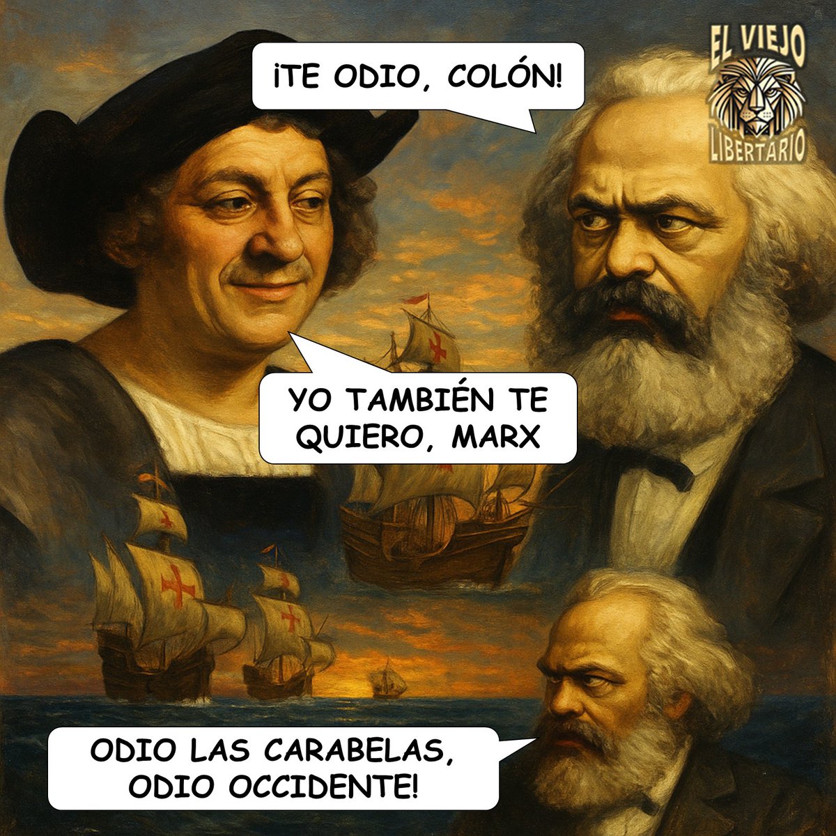 ViejoLibertario's tweet image. 12 de OCTUBRE
¿POR QUÉ LOS ZURDOS ODIAN ESTE DÍA?
Marx llamó al descubrimiento de América “el acto de barbarie que dio origen al capitalismo”.
Y desde entonces, cada zurdo de manual repite esa línea como un mantra, sin pensar.
Odian que Occidente haya funcionado sin ellos.…