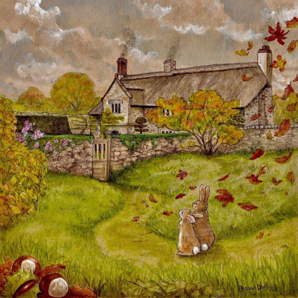 AnnMooreAuthor's tweet photo. “Come, little leaves," said the Wind one day,
"Come to the meadows with me and play. 
Put on your dresses of red and gold; 
For Summer is past, and the days grow cold.” 

- George Cooper 

(art: Emily Duffin)

#autumnleaves #october #HappySunday #artandpoetry https://t.co/FVoeXTfEzo