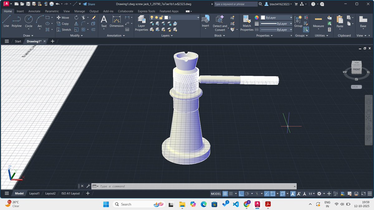 Dheerajkum893's tweet image. 3D model of a Screw Jack 🔩 – Essential mechanical component for lifting heavy loads! #CAD #MechanicalEngineering #MechShala #3DModel #EngineeringDesign #CAM #CAE #MechanicalConcepts