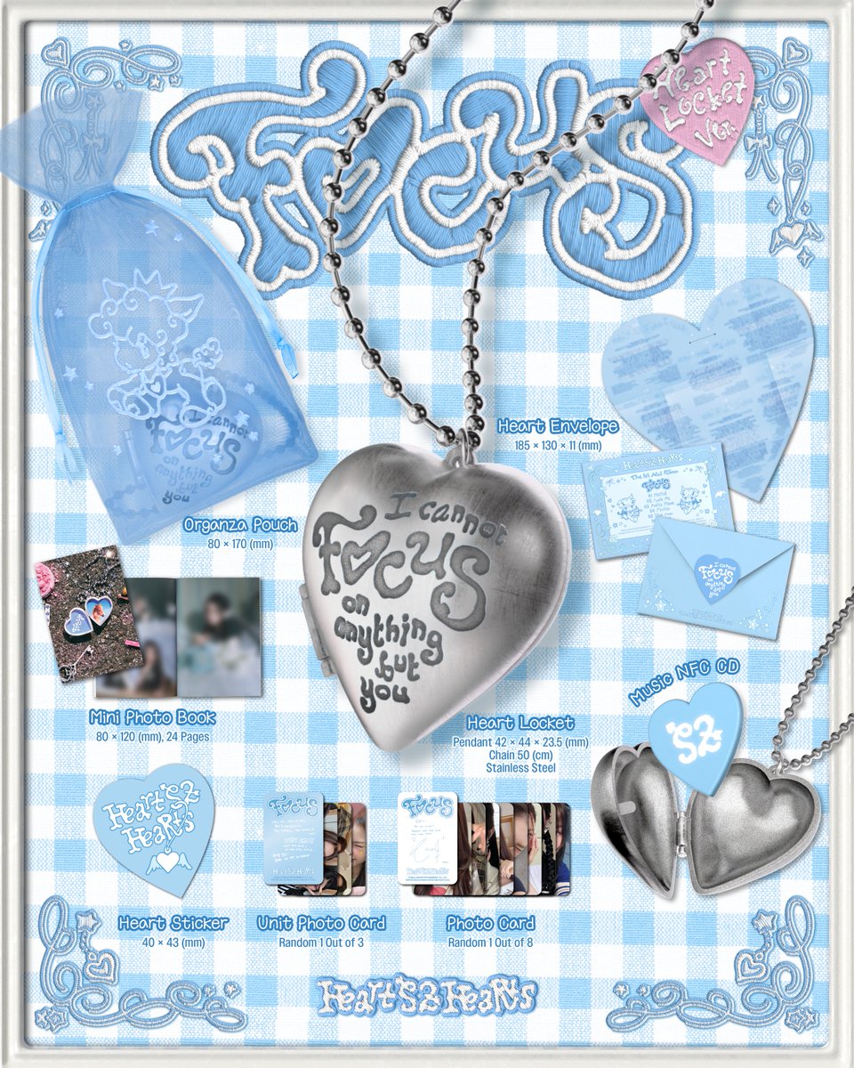 Hearts2Hearts's tweet image. Hearts2Hearts 'FOCUS' Album Details
(Heart Locket Ver.)
Hearts2Hearts The 1st Mini Album 【FOCUS】
➫ 2025.10.20 6PM (KST)
💿Pre-order
Hearts2Hearts.lnk.to/FOCUS
#Hearts2Hearts #하츠투하츠 #H2H
#FOCUS #Hearts2Hearts_FOCUS