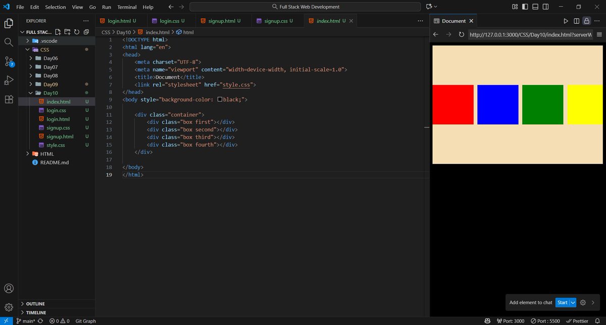 pawan_bisht777's tweet image. 9. CSS Flexbox Mastery! 🎯 Modern Layouts Made Easy 
📍Topic:
✅ Flex container &amp;amp; items
✅ Direction: row, column, wrap
✅ Alignment: justify-content, align-items
✅ Flexibility: grow, shrink

Notes: notion.so/CSS-Case-Cade-…
Github: github.com/IamPawan777/Fu…

#CSS #WebDev #Frontend