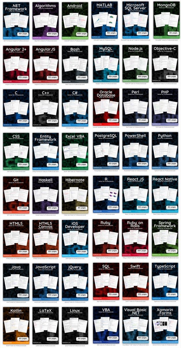Ayzacoder's tweet image. Free 500+ Courses, 200+ EBooks & PDF Guides
Only for 24 Hours.
📍 HTML
📍 CSS
📍 JavaScript
📍 Node.js
📍 Git
📍 Algorithms
📍 React
📍 Angular
📍 SQL
📍 Python
📍 C
📍 C++
📍 C#
📍 Java
Simple Steps:
1. Retweet
2. Reply “Send ”
3. Follow
I will DM you