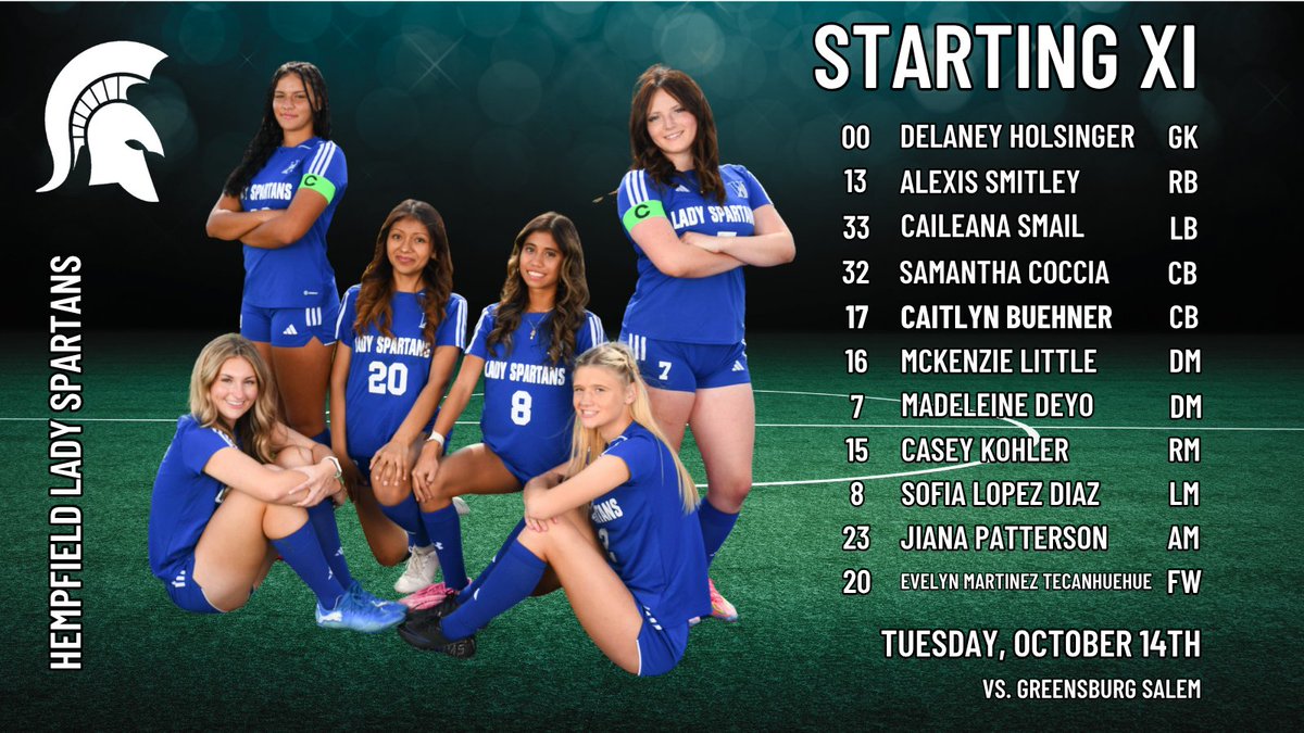 It's Senior Night for the Lady Spartans at Spartan Stadium tonight against Greensburg Salem!

Come out and support the team as they wrap up the season!

Let's go Hempfield!