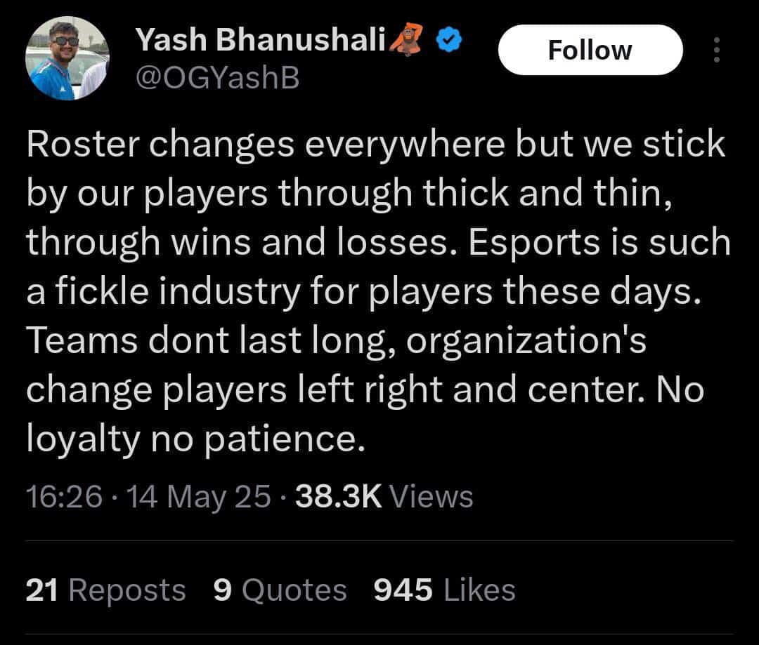 08_shashwat's tweet photo. Thanks to @OGYashB  and @iamjaishah for believing in the team and never letting them down 🦧 https://t.co/zSqQnC6wr0