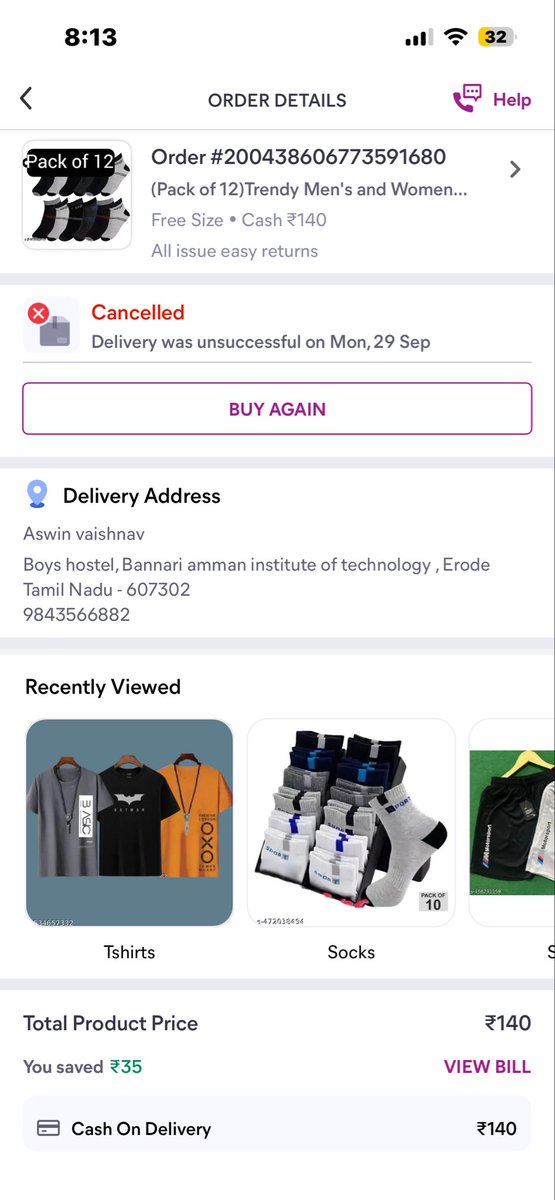 AswinVaishnav's tweet photo. @Meesho_Official 

Hello,
One of my orders reached “Out for delivery” but got cancelled without delivery.
Three other orders were also cancelled after shipping.
This has caused inconvenience since I waited many days.
Please check this issue and provide compensation https://t.co/A2qnu2B3Sw