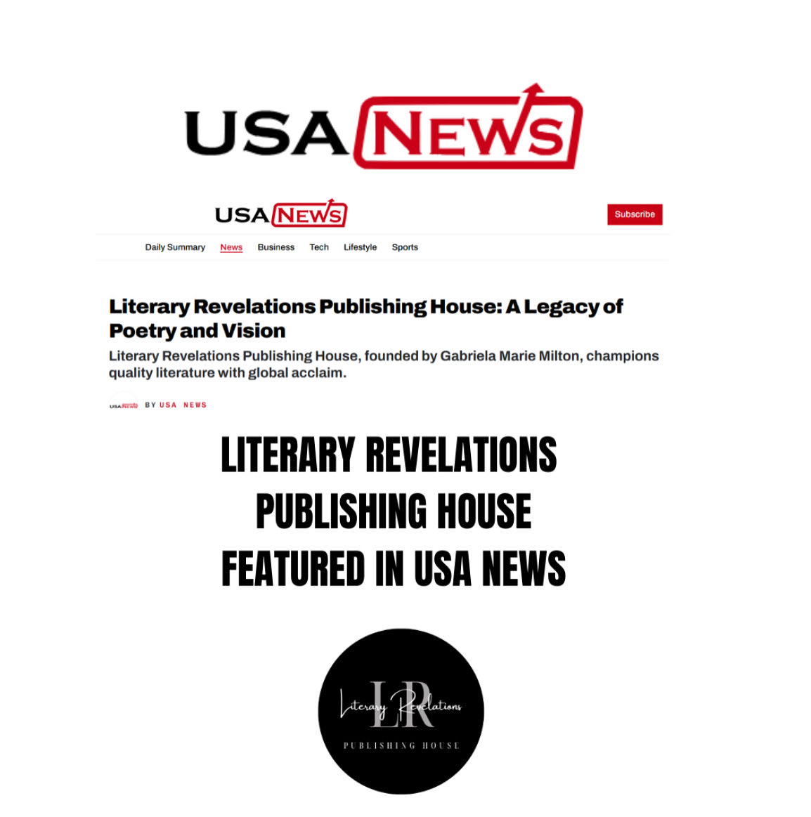 shortprose1's tweet image. Hello my dear friends 🌹❤️. Literary Revelations @LR_Publisher featured in USA NEWS. I am in heaven. Thank to everyone who contributes to our press. The link to the article below the picture. Love you all ❤️