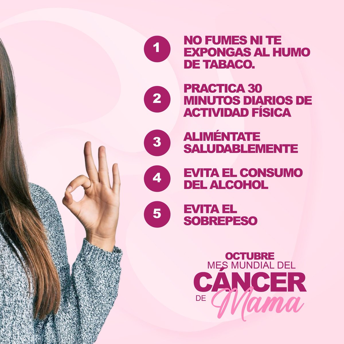 ¡La prevención del cáncer de mama está en tus manos!

Desde la gobernación del Magdalena y la Secretaría Seccional de Salud, te recordamos: el cáncer de mama se puede prevenir y detectar a tiempo. Cada hábito saludable que eliges es un paso de esperanza.