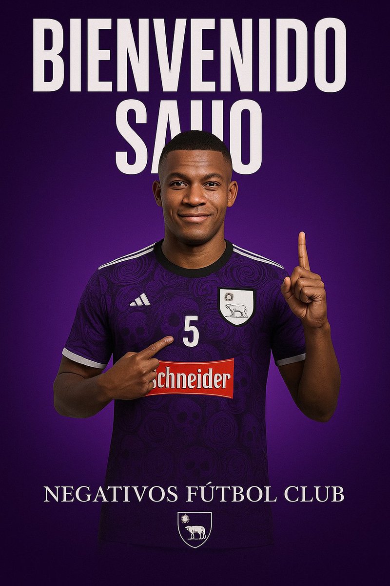 🛡️ Bienvenido, Sauo
Nuevo defensor central de Negativos Fútbol Club.
Te deseamos lo mejor en esta nueva etapa, que demuestres toda tu fuerza y carácter.
¡A darlo todo por los colores, crack! 🦴💜