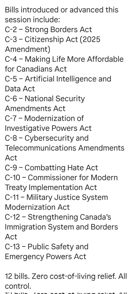 MichelleLA1981's tweet image. Liberals have tabled 12 new bills, not one of them, about making life more affordable for Canadians. They are all about more government control. Elbows up!