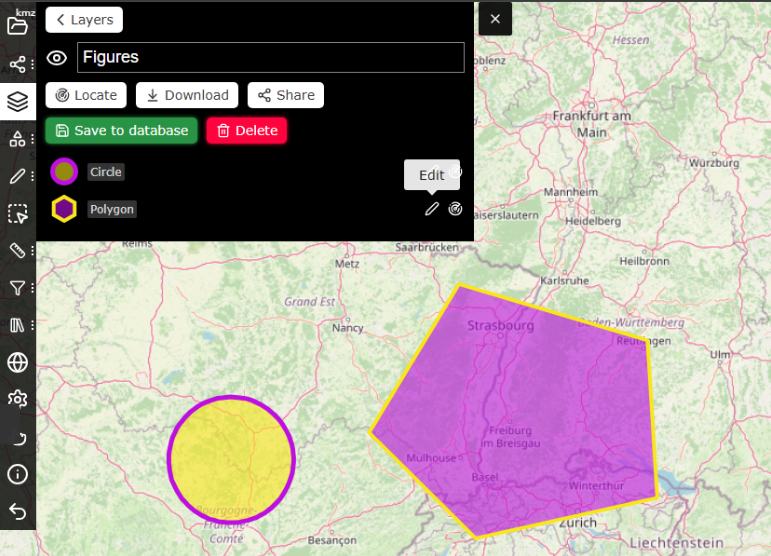 kmzmap's tweet image. Big update on kmzmap.com

➕ Feature Editor now lets you jump to a feature’s layer or locate it on the map
🆕 New Layer Screen shows all layer objects with quick locate &amp;amp; edit options

#mapping #gis