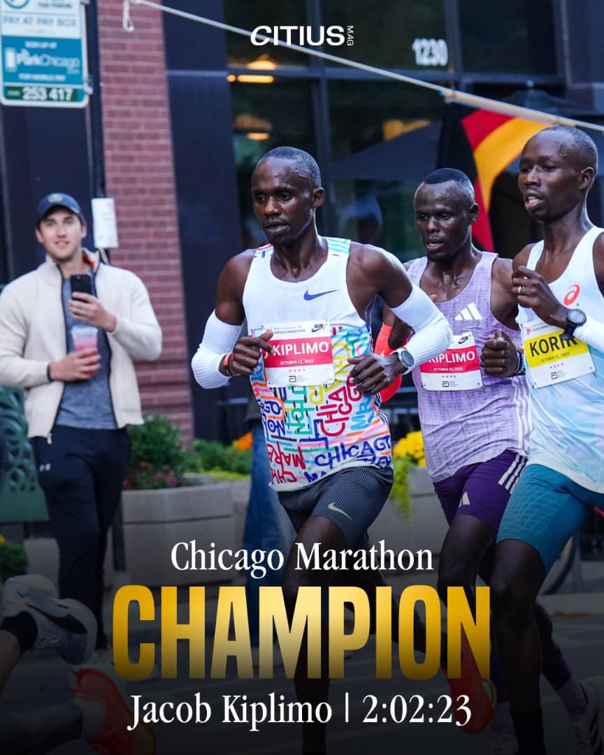 Breaking:
Uganda’s 🇺🇬 Jacob Kiplimo wins the Chicago Marathon posting time of 2.02.23
Congratulations are in order 
#ChicagoMarathon
#KTRUpdates