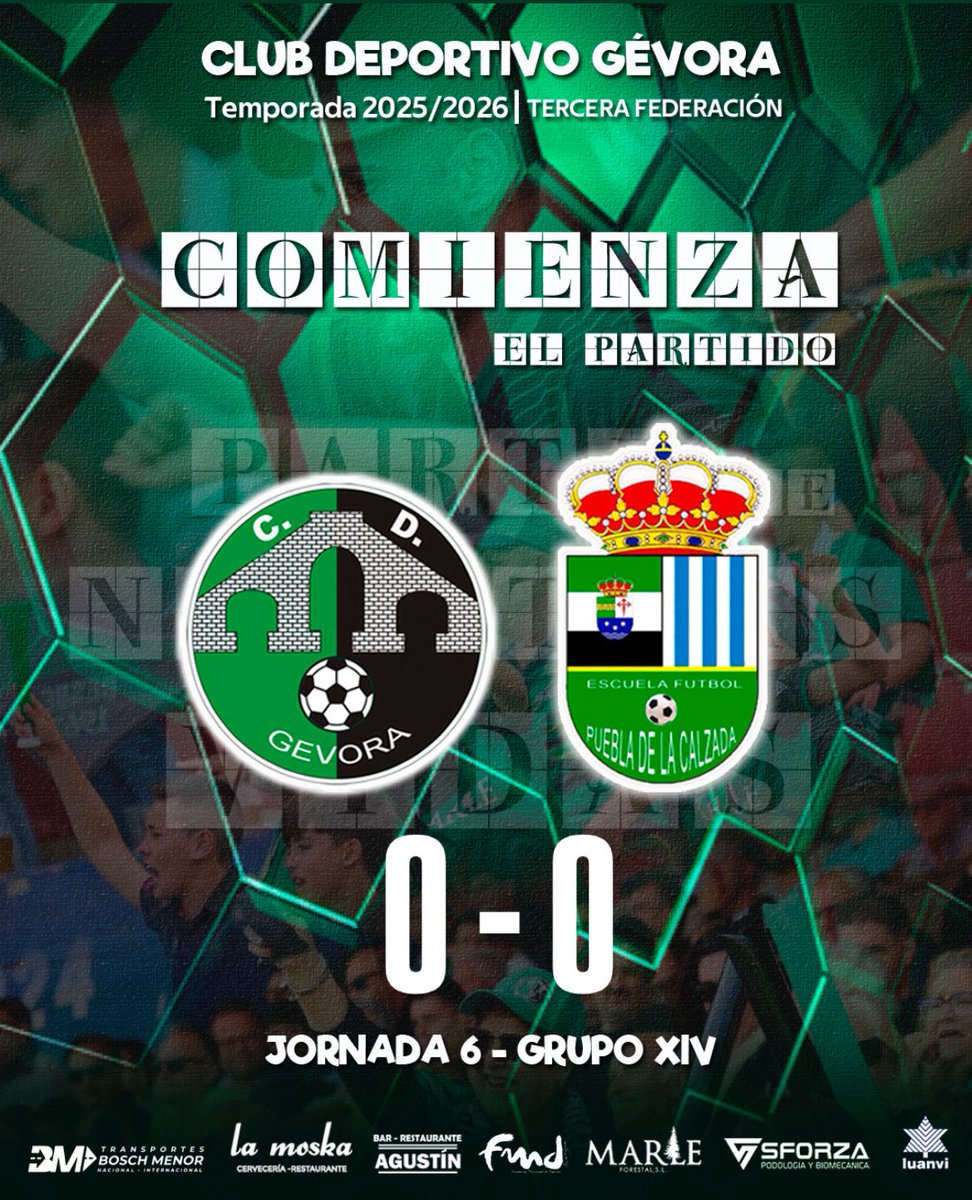CdGevora's tweet photo. 🔜 𝐂𝐎𝐌𝐈𝐄𝐍𝐙𝐀 𝐄𝐋 𝐏𝐀𝐑𝐓𝐈𝐃𝐎 

💚 @CdGevora 0-0 @PueblaEF 🔵 

#Jornada6 
#CDGEFP https://t.co/E6NS6GIfoc