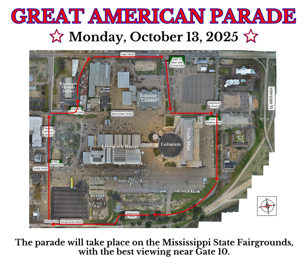 MSStateFair's tweet image. 1 DAY TO GO!

Tomorrow’s the big day! 🎉 The Great American Parade starts at 9:30am at the State Fairgrounds and includes Mississippi queens, marching bands, military branches, patriotic floats, wagon trains and the Genuine MS® float decked out in red, white and blue. We'll see…