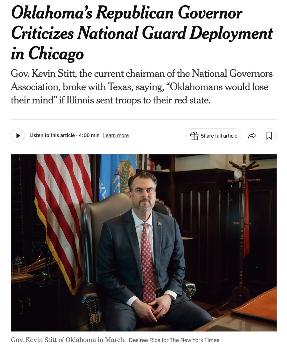 IssueOneReform's tweet image. Gov. Stitt is right. Our recent poll found that 80% of voters agree that the military should not be used against peaceful protestors. nytimes.com/2025/10/09/us/…