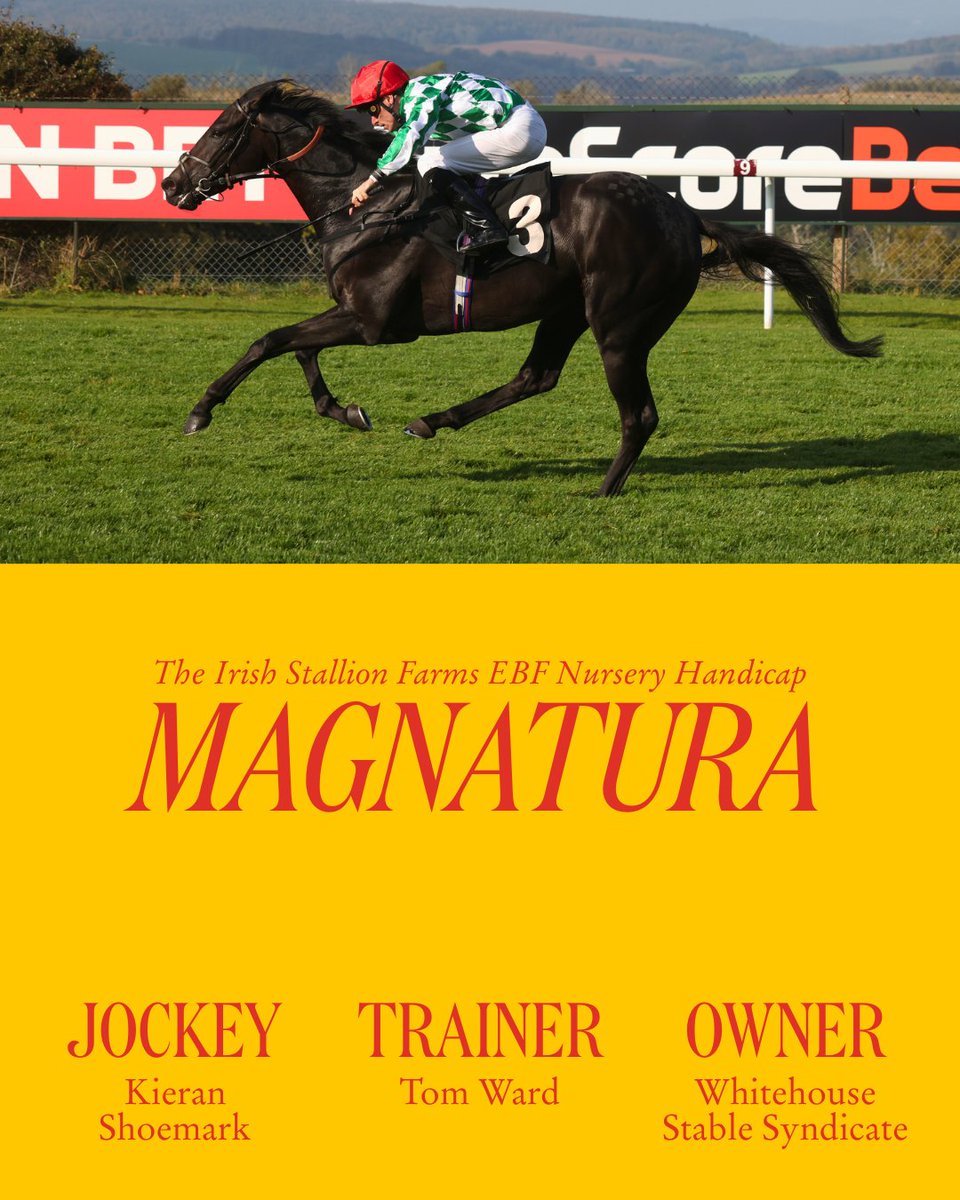 Goodwood_Races's tweet photo. RACE THREE - MAGNATURA winner of The Irish Stallion Farms EBF Nursery Handicap Stakes 🥇 https://t.co/8pLOfKtrxY