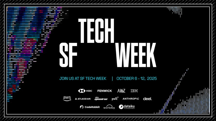 goated_Vishalx7's tweet image. Tech vibes are heating up! Join the biggest names at #SFTechWeek Oct 6-12, 2025! @AWS
@Atlassian @HSBC and more! Who's ready to innovate? #TechEvent #SanFrancisco #Tech2025