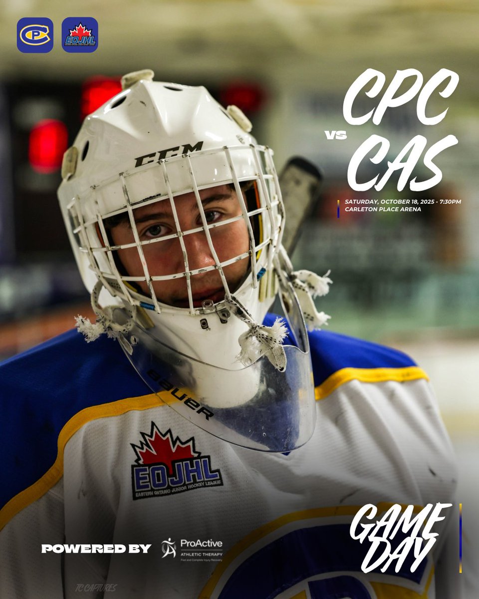 GAME DAY!

Powered by our friends @proactiveathletictherapy 
Come out to the CP arena for some Saturday night action where your Junior Canadians take on the Cassleman Vikings. Puck drop is set for 7:30pm. 

🔵🟡🔵

#CPC #BetterEveryDay