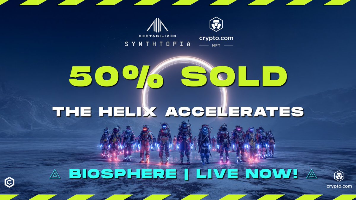⚡️ 50% SOLD. 100% Proven. ⚡️

Market-proof. Cycle-proof. SYNTHTOPIA. #CroFam

Through every storm, the Helix turned—and creation kept winning.

🧬 Mint is open—join before the gate seals forever👇

crypto.com/nft/drops-even…

🎥 The future of digital media is already written.