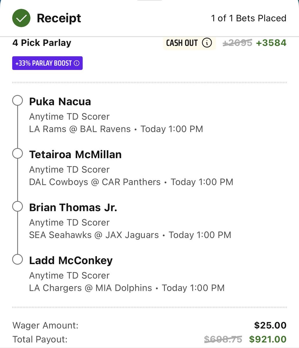 parlayportal's tweet image. ✅ Let’s go 4/4

🔨 Built using @PropFinderApp 

#GamblingX