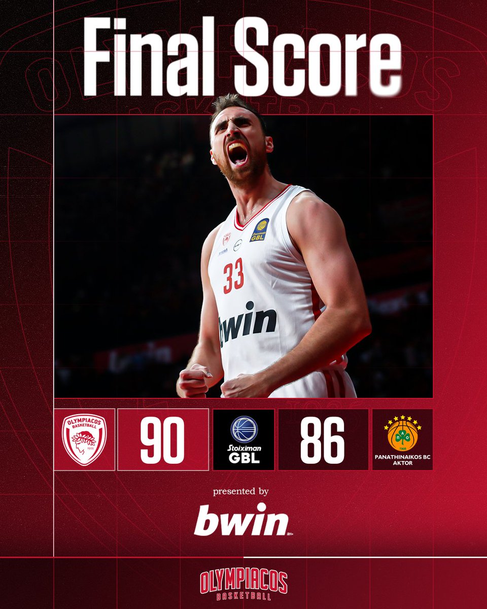 Τελικό 🏀 #OlympiacosBC -  Παναθηναϊκός 90-86 #WeAreOlympiacos #TogetherWeFight #OLYPAO