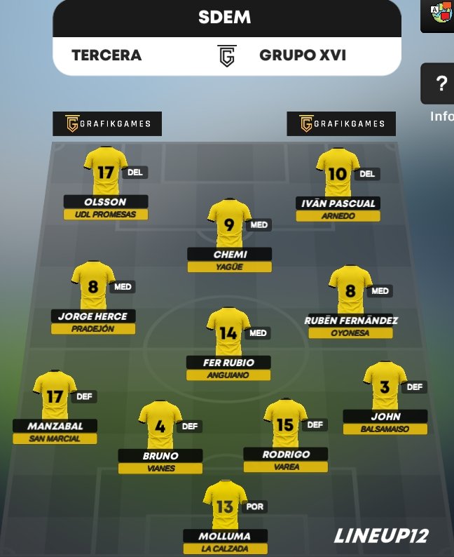 Once ideal de la sexta jornada en tercera división. G. XVI
<a href="/cavianes/">CA VIANÉS</a> <a href="/CD_Agoncillo/">CD_Agoncillo</a> <a href="/CDAnguiano_/">C.D. Anguiano</a> <a href="/CDArnedo/">CD Arnedo</a> <a href="/cdautol/">Club Deportivo Autol</a> <a href="/cdberceo/">Club Deportivo Berceo</a> <a href="/cdcalahorra/">CD Calahorra</a> <a href="/cdsanmarcial/">CD San Marcial</a> <a href="/ComillasCF/">Comillas Club de Fútbol</a> <a href="/FCLaCalzada/">FC La Calzada</a> <a href="/HaroDeportivo/">Haro Deportivo</a> <a href="/cf_yague/">Yagüe CF</a> <a href="/SDOyonesa/">SD Oyonesa</a> <a href="/vareaoficial/">Club Deportivo Varea</a> 
<a href="/UDLogrones/">UD Logroñés</a> B <a href="/BALSAMAISO/">PEÑA BALSAMAISO C.F.</a> 
<a href="/CDPradejon/">CD Pradejón</a> <a href="/VillegasCD/">La Ribera</a>