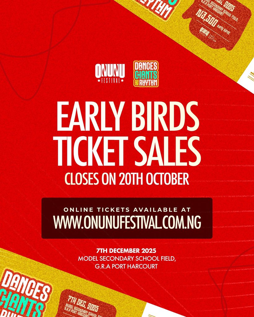 NOTICE TO THE GENERAL PUBLIC ‼️

Official sales of early bird tickets end on the 20th of October!

You can secure an early bird ticket via our website (link in bio) right now, before prices revert to original tickets price!