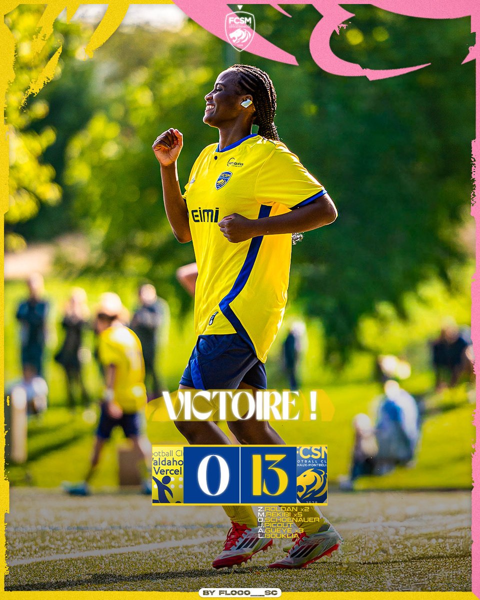 🏁 𝐃𝐞́𝐦𝐨𝐧𝐬𝐭𝐫𝐚𝐭𝐢𝐨𝐧 𝐒𝐨𝐜𝐡𝐚𝐥𝐢𝐞𝐧𝐧𝐞 !

🦁 FC Valdahon 0 - FCSM 13
⚔️ Championnat R2F

Buteuses :
⚽️⚽️ Zoé Roldan
⚽️⚽️⚽️⚽️⚽️ Mélissa Rekibi
⚽️ Océane Schoenauer
⚽️ Justine Picout
⚽️⚽️⚽️ Astou Gueye
⚽️Lina Bouklia

✍🏼 Section Féminine du FCSM

#FCSM #SeniorsR2F