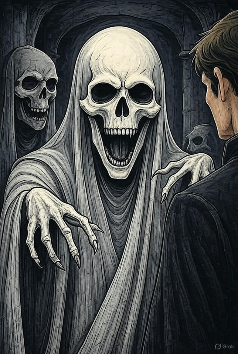 chenb0x's tweet image. There once was a ghost from the crypt. 
Who wanted to go off script. 
It latched on to me 
As I left the property
Now he&apos;s my spooky sidekick. 

#Limerick
#31DaysOfScary #Day12