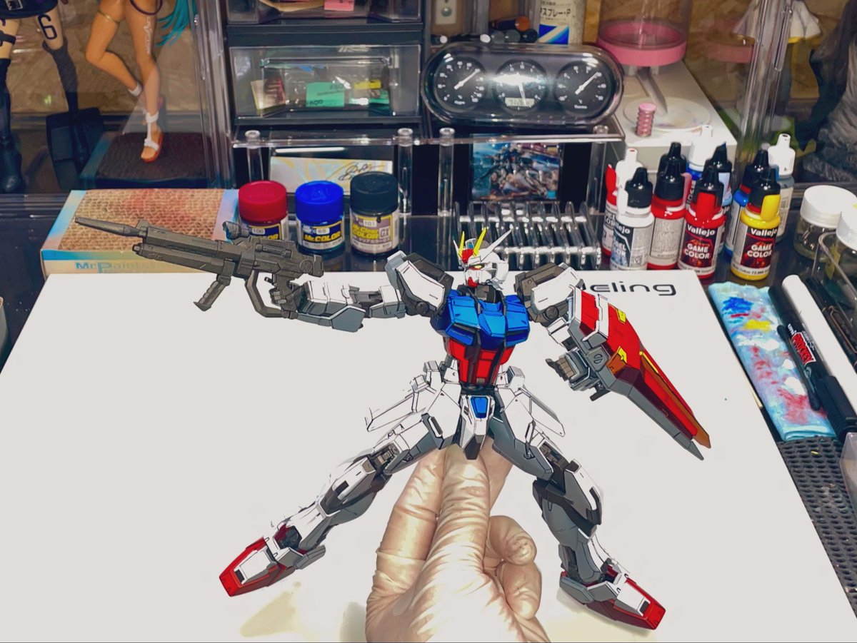 雰囲気出てきましたよー😊
#二次元塗装
#MGエールストライクガンダム
#SEED
#ガンプラジオ
