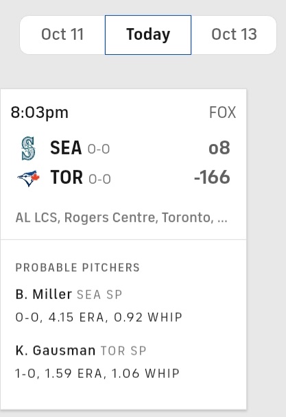 SoyOtroLucho's tweet image. #Postseason #ALCS 

Juego 1 de la serie de campeonato de la liga americana
Mariners vs BlueJays 8.03p Televen / Espn5