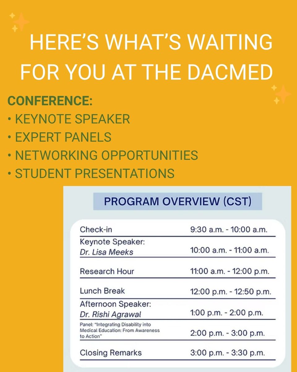 ✨ Here’s what’s coming at DACmed:
🩺 Workshops
🎤 Talks
🤝 Networking
It’s more than a conference—it’s a movement.