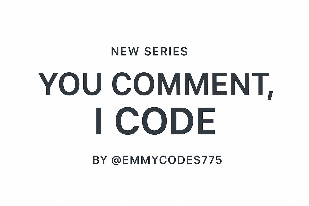 EmmyCodes775's tweet image. You know what?? I'm bored.
New Series (YOU COMMENT I CODE)
Drop any software idea below web app, mobile app, AI tool, automation, game, anything!
Each week, Iโll pick one comment from here or tiktok and try to build it from scratch.
Letโs see how crazy y'all get. ๐