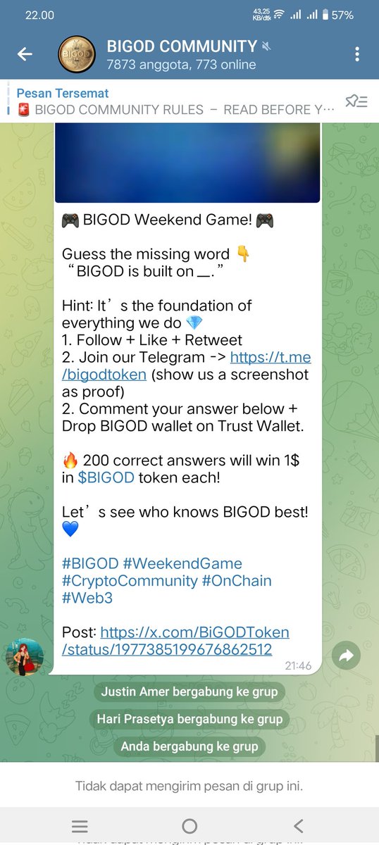 Suci4111's tweet photo. @BiGODToken 0x2afD5987a4796B0ccB291839d88B9E820e367c1f https://t.co/toIMi33C23